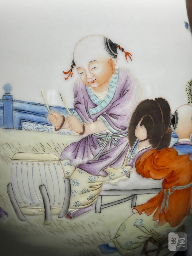 民国 粉彩婴戏纹瓶 - 图7